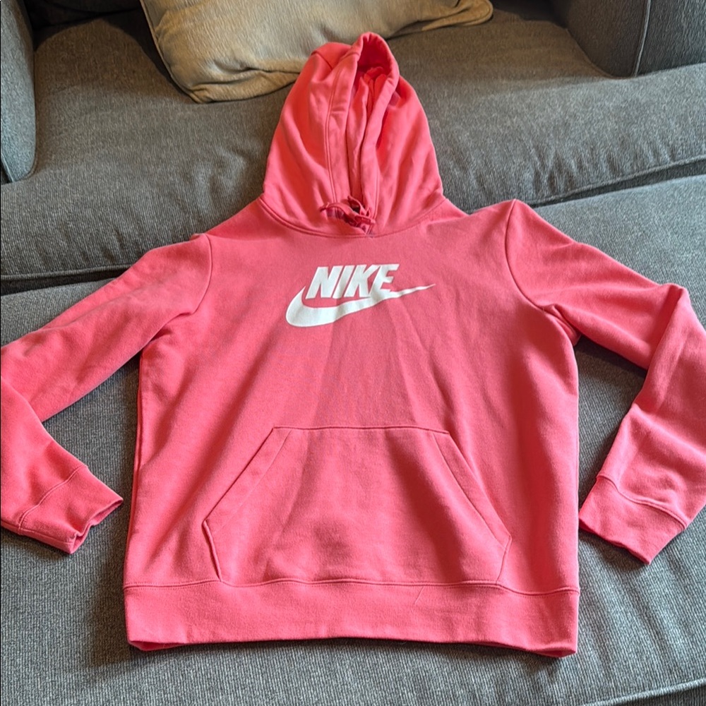 Nike Coral Hoodie with White Logo Women’s Medium New without tags